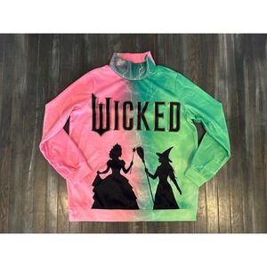 Wicked Broadway Musical Pink Green Ombre Mock Neck Sweatshirt Glinda Elphaba